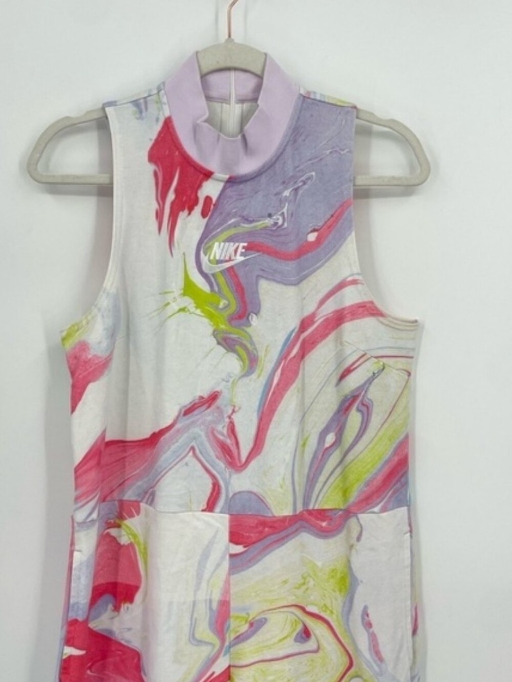 NIKE Women's Marble-Print Wide-Leg Jumpsuit - Pink Multi - Picture 6 of 9